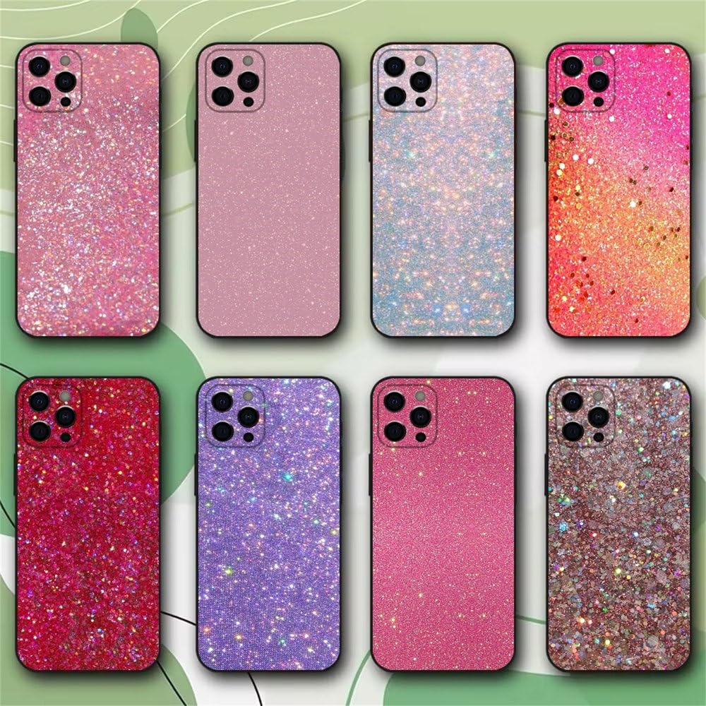 Amazon.co.jp: ピンクのグリッタークール電話ケース iPhone 16、15、14